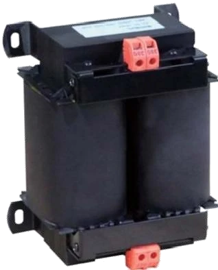 Compact control transformer with a laminated core and accessible terminals