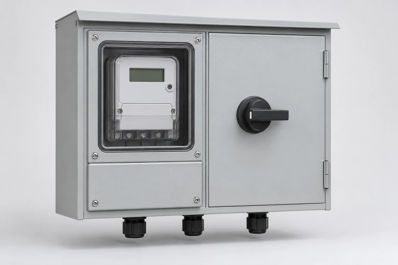 Meter-main cabinet with a meter window and separate disconnect compartment